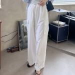 Летние брюки-карго из крепового нейлона с резинкой и шнурком