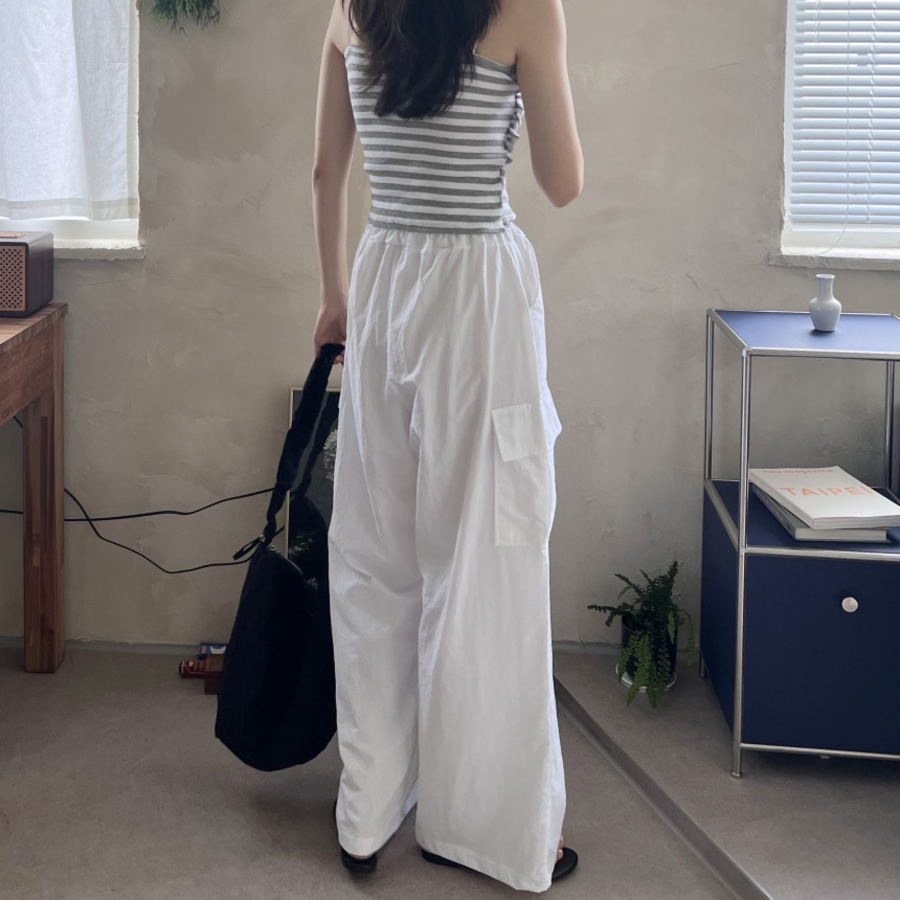 Летние брюки-карго из крепового нейлона с резинкой и шнурком