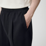 Double Knit One-Tuck Wide Sweat Shorts [Black]