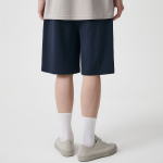 Double Knit One-Tuck Wide Sweat Shorts [Navy]