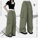 Свободный размер-Белый-Карго-брюки