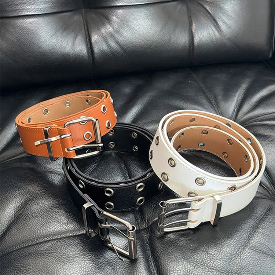 Funky Double Eyelet Leather Belt — панковский ремень с двойным рядом люверсов