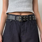 Funky Double Eyelet Leather Belt — панковский ремень с двойным рядом люверсов
