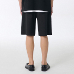 Crepe One-Tuck Wide Banding Shorts [Black]