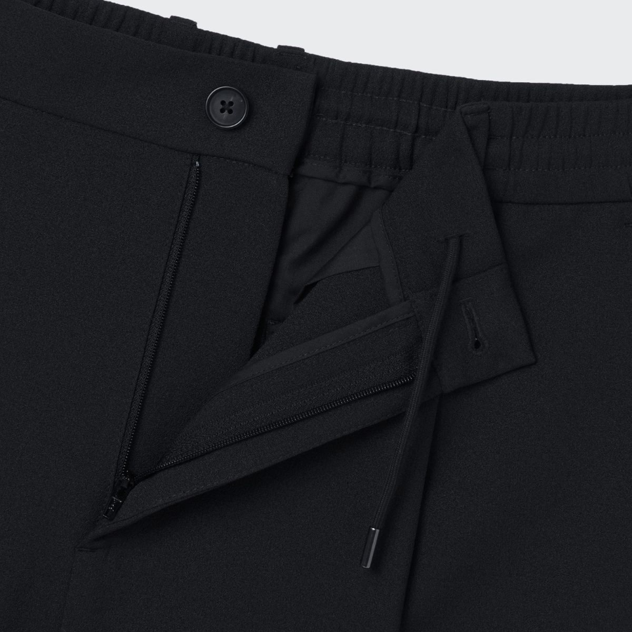 Crepe One-Tuck Wide Banding Shorts [Black]