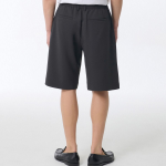 Crepe One-Tuck Wide Banding Shorts [Dark Gray]