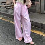 Простые повседневные широкие брюки в полоску с эластичным поясом