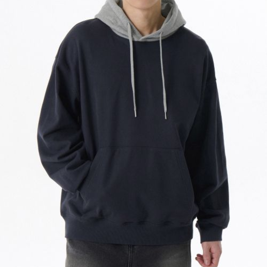 Musinsa Standard Oversized Two-Tone Hooded Sweatshirt – Navy