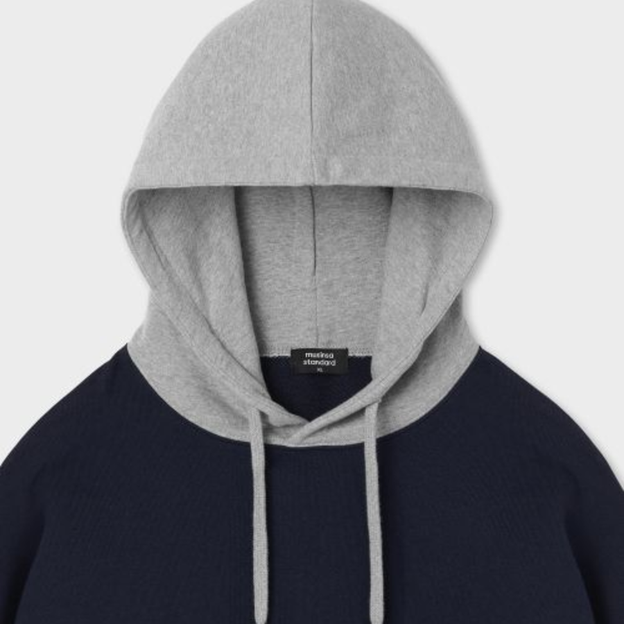 Musinsa Standard Oversized Two-Tone Hooded Sweatshirt – Navy