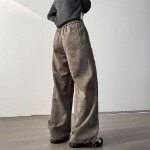 Широкие спортивные брюки с косыми полосками, эффектом стирки и шнурком на талии