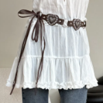 Bohemian Heart Inline Leather Knot Belt — ремень-шнурок с узлом и сердечками в бохо-стиле