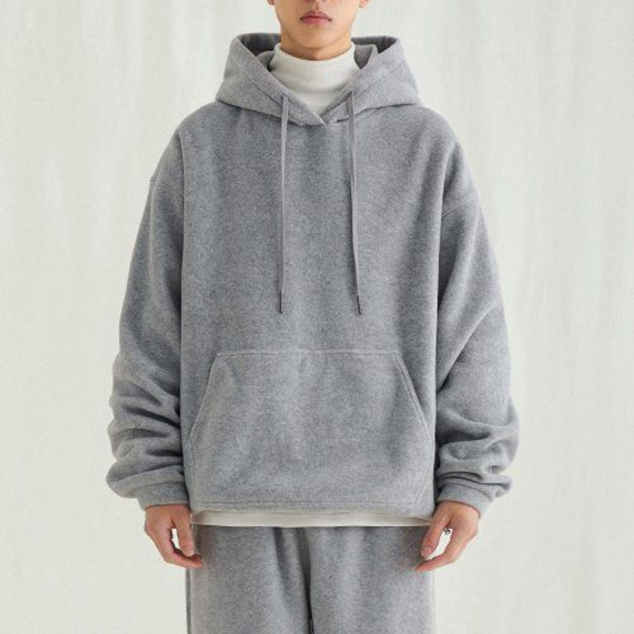Melange Master Oversized Fleece Hooded Sweatshirt – Grey