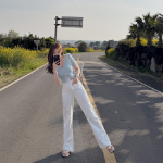 Прямые хлопковые брюки с плотной текстурой