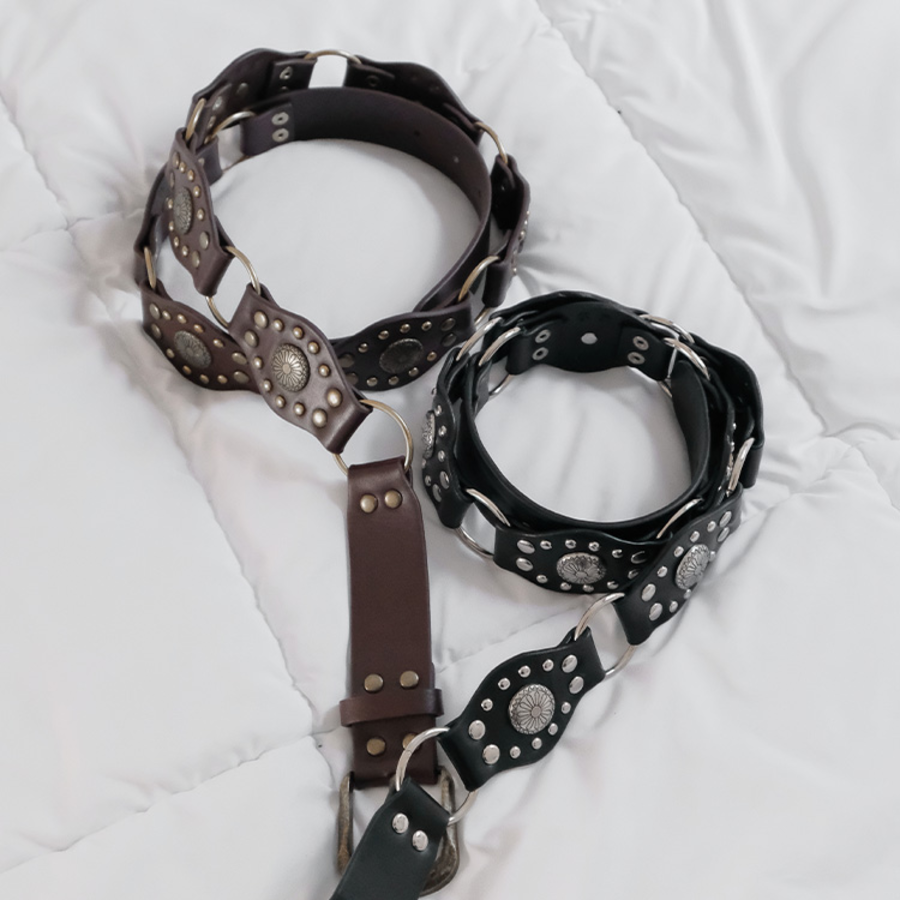 Western Bold Goldy Leather Belt — акцентный ремень с золотой пряжкой в стиле вестерн