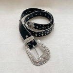 Y2K Unique Cross Cubic Stud Belt — ремень с крестами и стразами в стиле нулевых