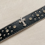 Y2K Unique Cross Cubic Stud Belt — ремень с крестами и стразами в стиле нулевых