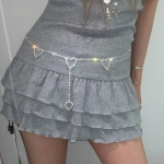 Cubic Gem Heart Chain Belt — изящный цепочный пояс с сердечками и сияющими камнями