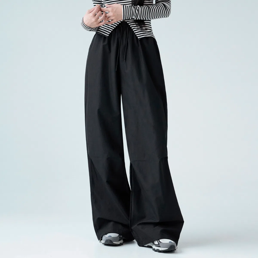 Двусторонние парашютные удлинённые широкие брюки из нейлона