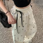 Нейлоновые брюки Ruri с кружевной отделкой и бантом