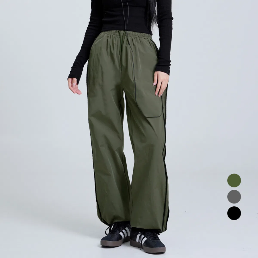 Тренировочные брюки из прочного нейлона с боковыми полосками и двухсторонним эффектом