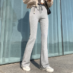 Свободный размер-Серый-Короткая-Спортивные брюки