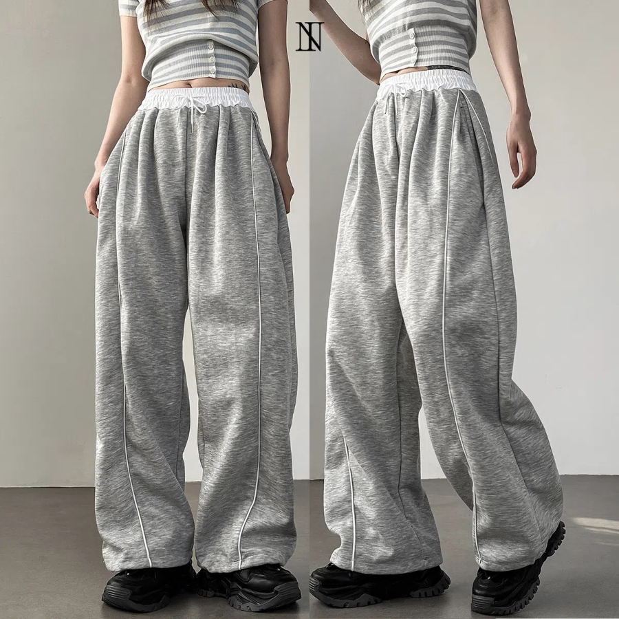 Спортивные брюки с контрастной боковой линией, защипами и кулиской