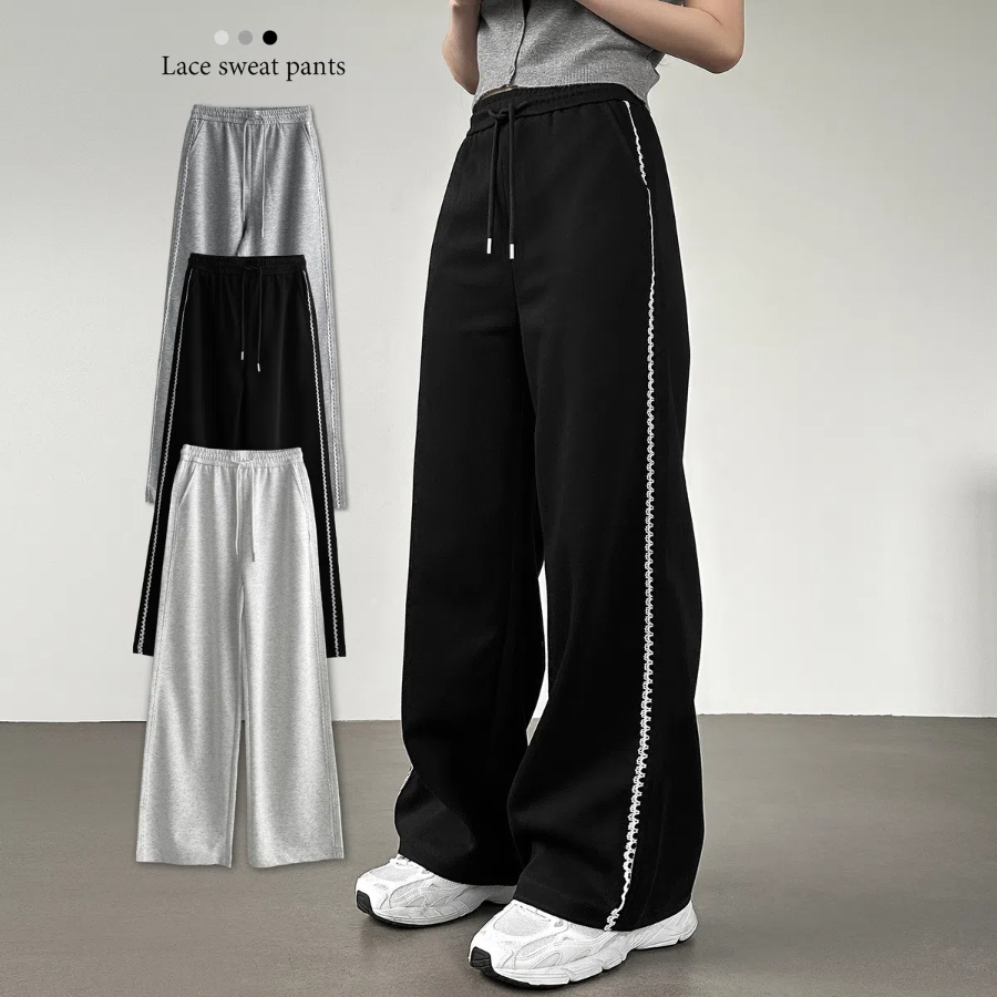 Широкие тренировочные брюки с кружевной боковой линией