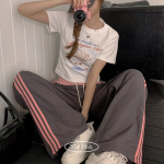 Широкие тренировочные брюки Naji с контрастной полосой и высокой посадкой