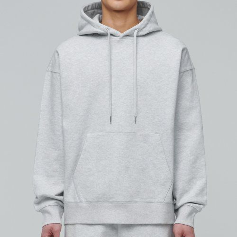 Musinsa Standard Heavyweight Oversize Hooded Sweatshirt Melange Light Grey