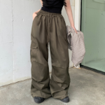 Двухщипковые карго-брюки с высокой посадкой и шнурком на поясе