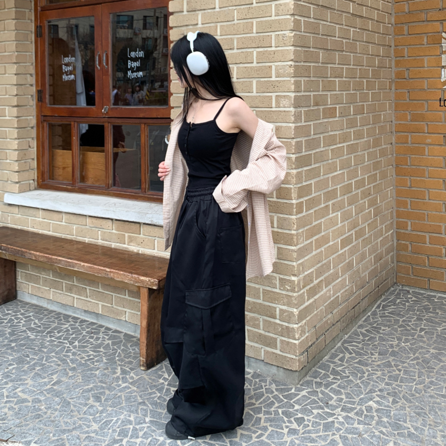 Двухщипковые карго-брюки с высокой посадкой и шнурком на поясе