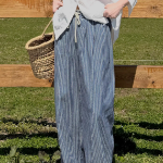 Полосатые брюки с эластичным поясом