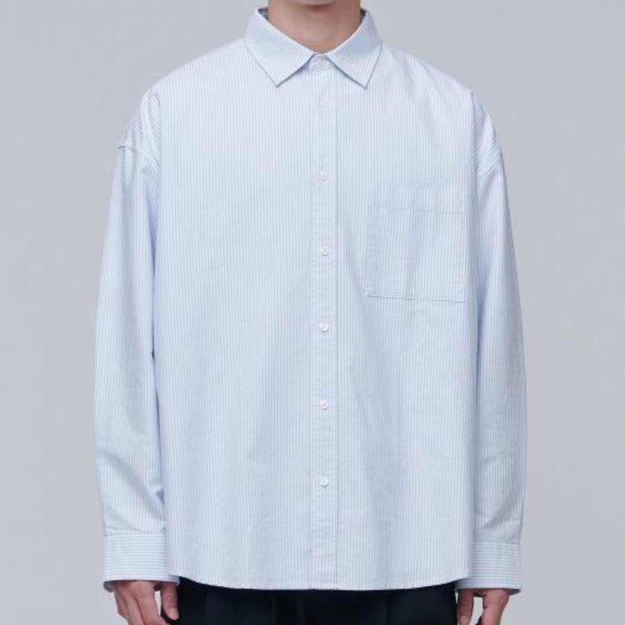 Musinsa Standard Stripe Oversized Oxford Shirt – Sky Blue Stripe