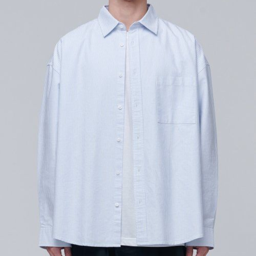 Musinsa Standard Stripe Oversized Oxford Shirt – Sky Blue Stripe