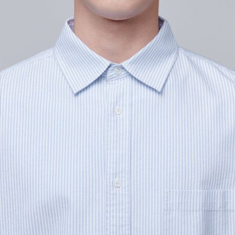 Musinsa Standard Stripe Oversized Oxford Shirt – Sky Blue Stripe