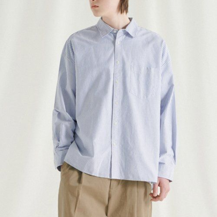 Melange Master Overfit Stripe Oxford Shirt – Blue/Stripe