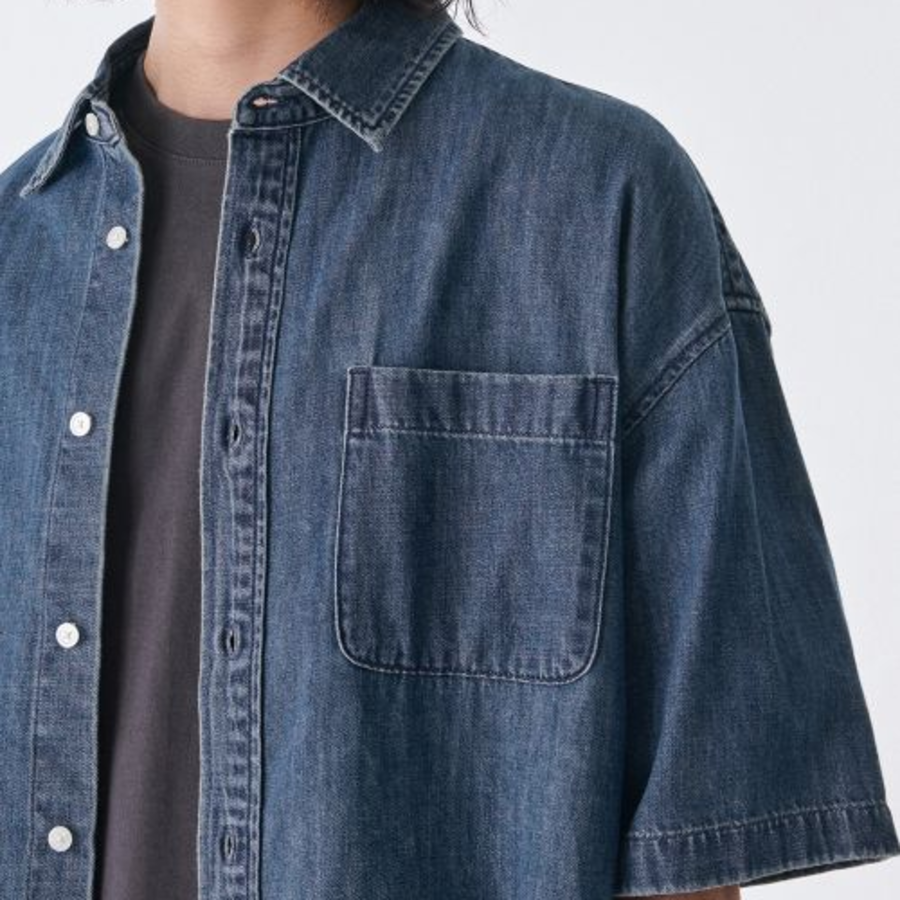 Musinsa Standard Oversized Short Sleeve Denim Shirt – Indigo