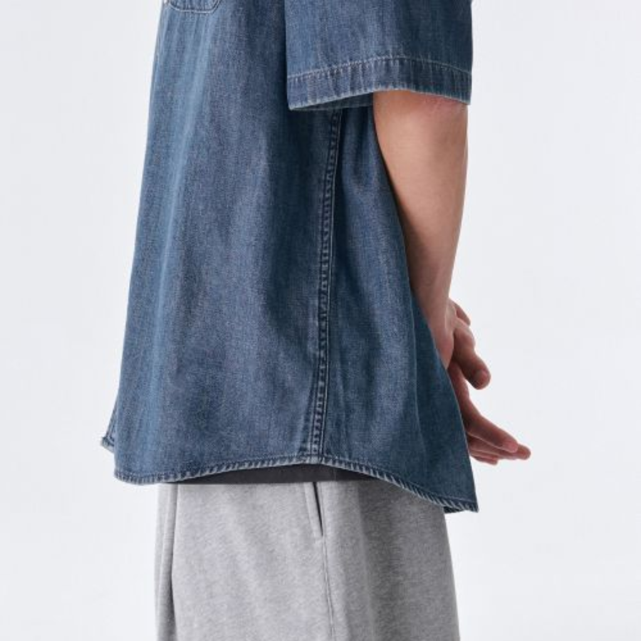 Musinsa Standard Oversized Short Sleeve Denim Shirt – Indigo