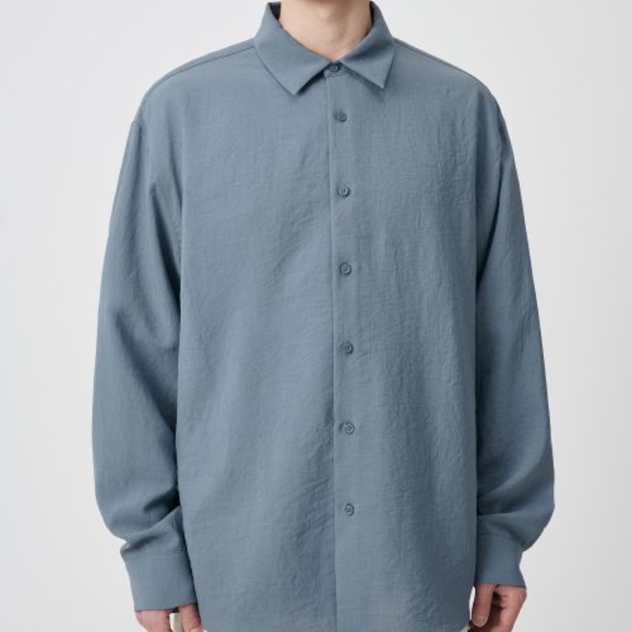Musinsa Standard Relaxed Linen-Like Shirt – Blue Grey