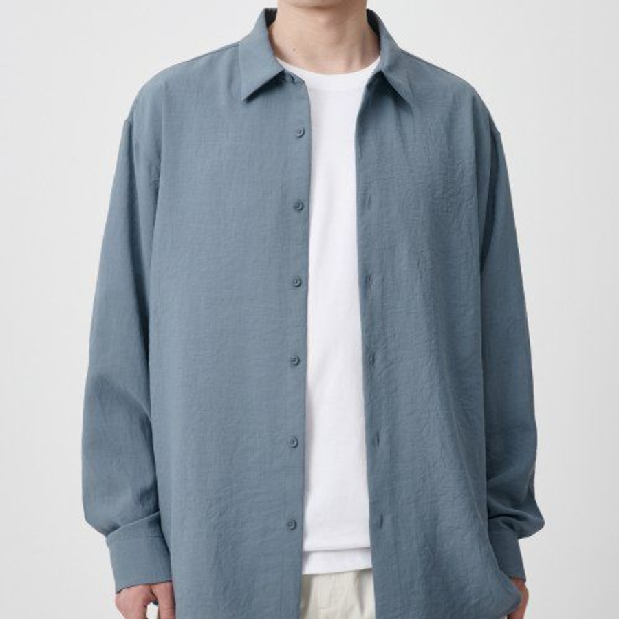 Musinsa Standard Relaxed Linen-Like Shirt – Blue Grey