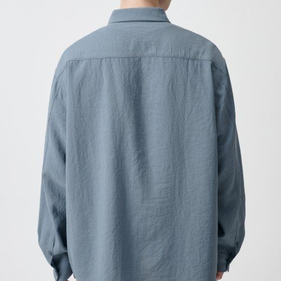 Musinsa Standard Relaxed Linen-Like Shirt – Blue Grey