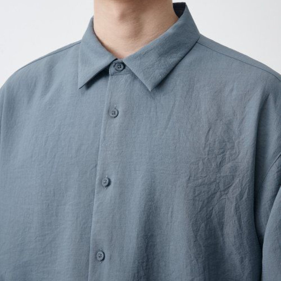 Musinsa Standard Relaxed Linen-Like Shirt – Blue Grey