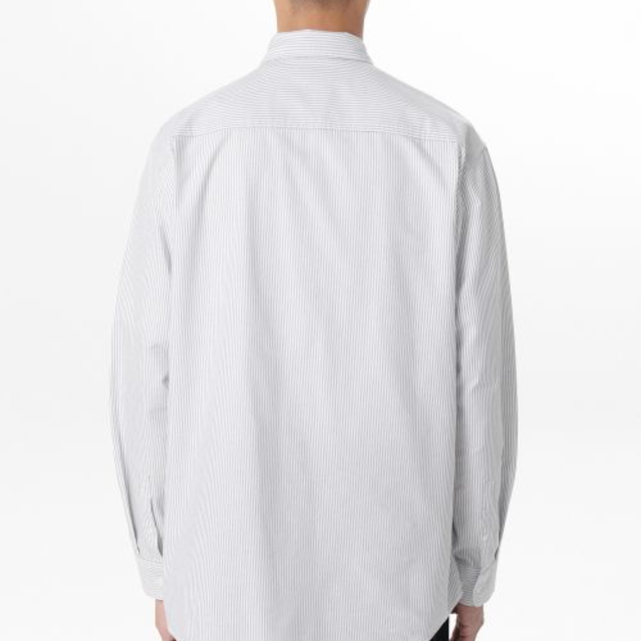 Musinsa Standard Stripe Relaxed Fit Oxford Shirt – Light Grey/Stripe