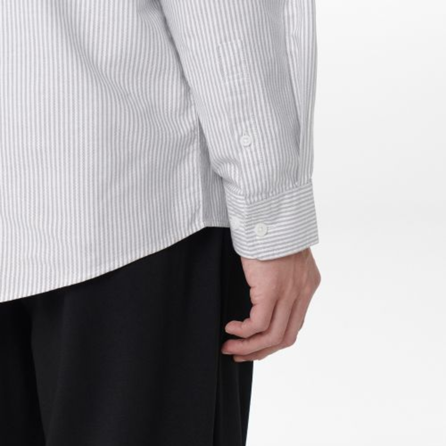 Musinsa Standard Stripe Relaxed Fit Oxford Shirt – Light Grey/Stripe