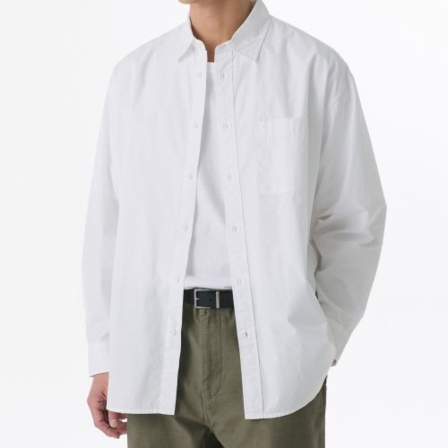 Musinsa Standard Oversized Washed Poplin Shirt – White