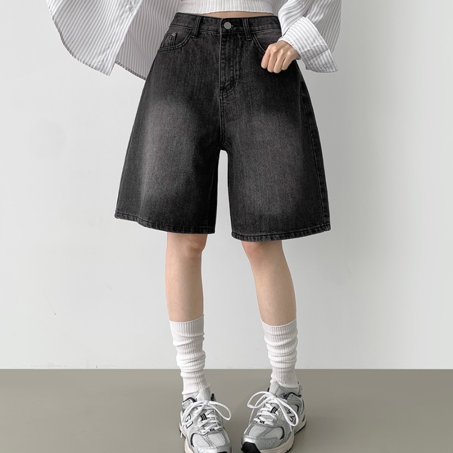 Женские бермуды из охлаждающего денима с широким кроем и удлинённой длиной