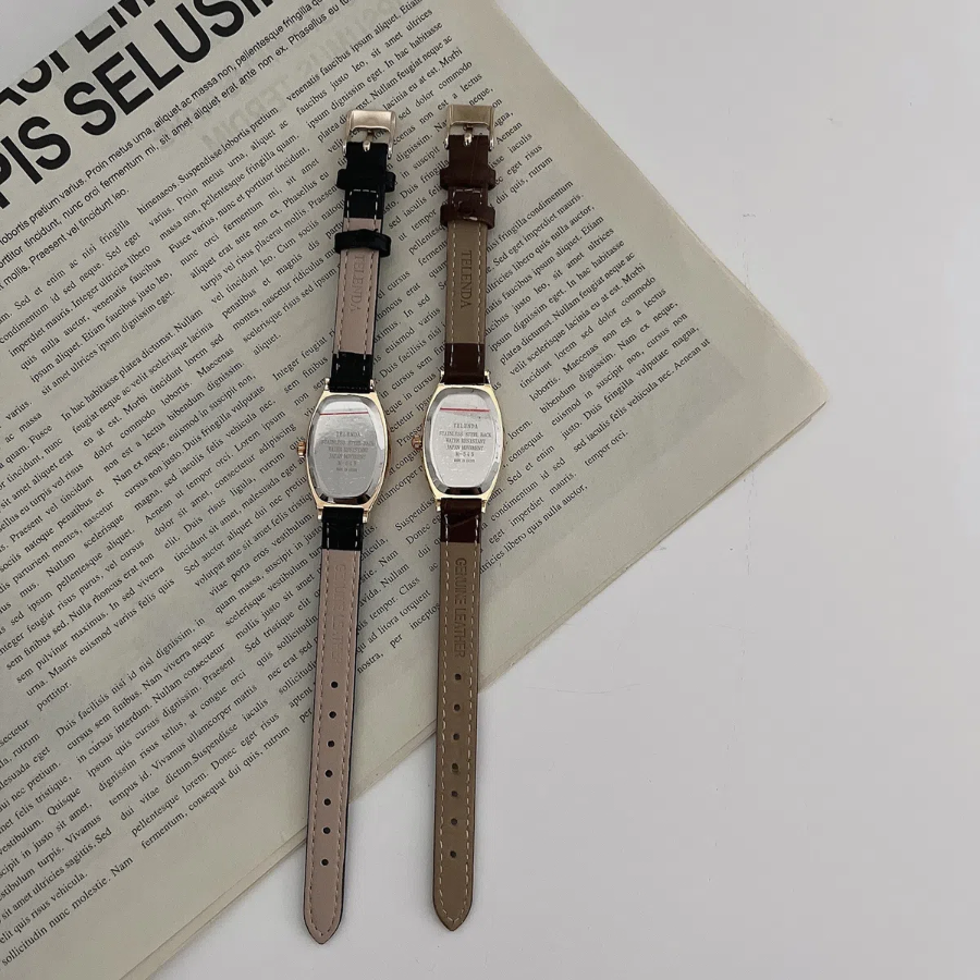 Часы Real Cowhide Croco Oval — элегантный акцент в стиле ретро из натуральной кожи