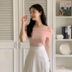 SHOULDER OFF – Short Sleeve Knit Top