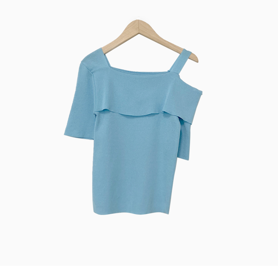 SHOULDER OFF – Short Sleeve Knit Top