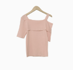 SHOULDER OFF – Short Sleeve Knit Top